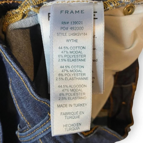 Frame Le High Slit Hem Skinny  Jeans In Wythe - Picture 9 of 9